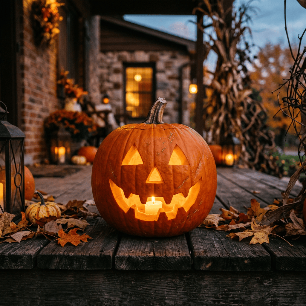 Calabaza de Halloween iluminada